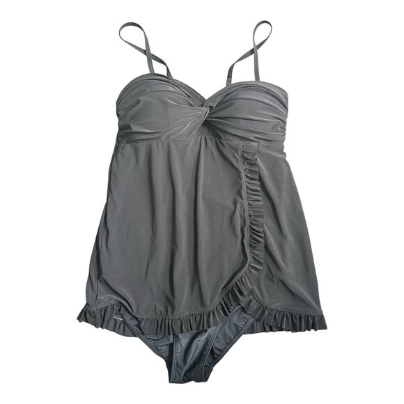 Beyond Control Black Ruffle Skirted One Piece Swimsuit Size 12 NWT $135 - Picture 1 of 5